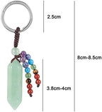 moonsix Crystal Hexagon Prism Keychain with 7 Chakra Beads Natural Reiki Healing Stones Keyring Charm Decor for Unisex