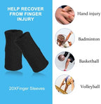 Finger Compression Sleeves Support, Finger Protectors Cots for Arthritis Swelling Basketball Sport, Breathable Elastic (10, Black, One Size)