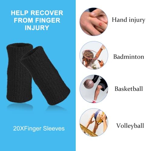 Finger Compression Sleeves Support, Finger Protectors Cots for Arthritis Swelling Basketball Sport, Breathable Elastic (10, Black, One Size)