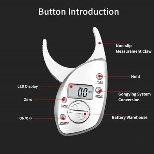 Body Fat Caliper with LCD Screen - Accurate Handheld Body Fat Measurement Tool for Men and Women, Portable Skin Fat Tester, Anti-Slip Grip, Metric & Imperial Units, Includes Body Tape Measure