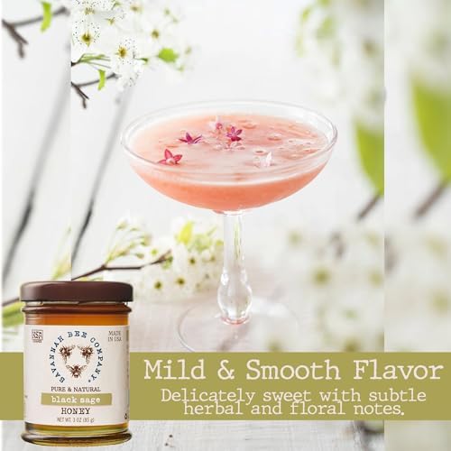 Savannah Bee Black Sage Honey - Naturally Sweet Rare and Exquisite - Perfect Addition to Cheese Boards - 3 Oz
