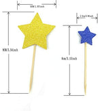 Twinkle Little Star Royal Blue Gold Star Cupcake Toppers DIY Glitter Mini Birthday Cake Snack Decorations Picks Suppliers Party Accessories for Weddings Bridal Shower 40 PC