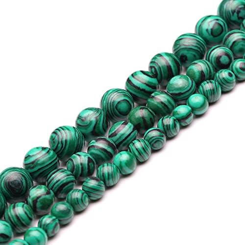 Youngbling Natural Gemstone Beads for Jewelry Making,10mm Green Malachite Polished Round Smooth Stone Beads for Bracelet Necklace 15 Inch
