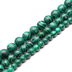 Youngbling Natural Gemstone Beads for Jewelry Making,10mm Green Malachite Polished Round Smooth Stone Beads for Bracelet Necklace 15 Inch
