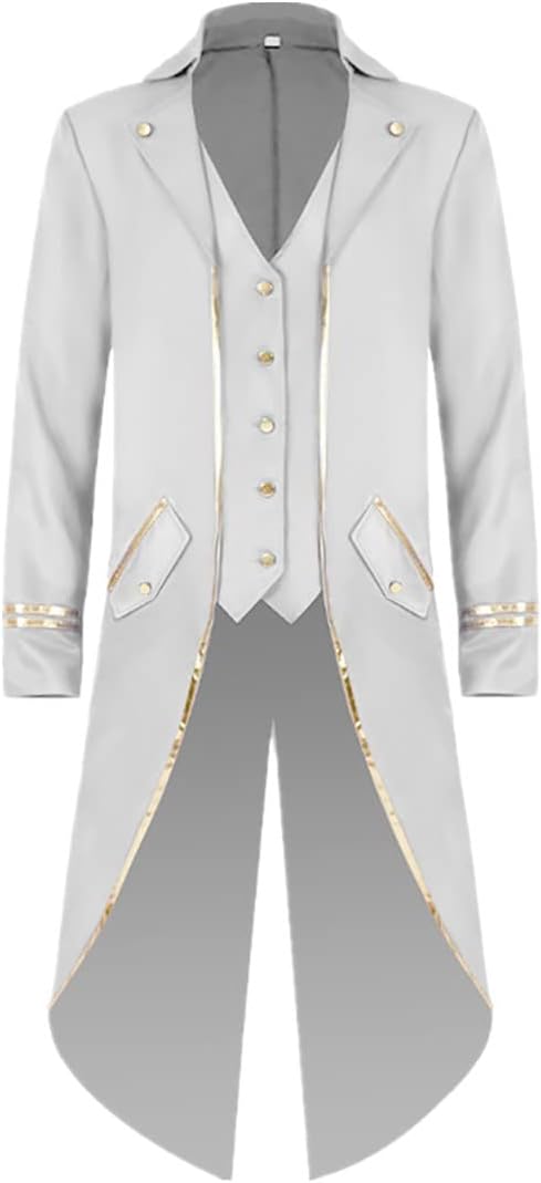 Men's Vintage Gothic Medieval Steampunk Long Tailcoat Jacket Victorian Frock Button Down Swallow Coat Uniform Costume