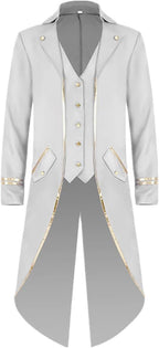 Men's Vintage Gothic Medieval Steampunk Long Tailcoat Jacket Victorian Frock Button Down Swallow Coat Uniform Costume