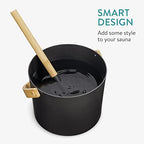 Navaris Black Sauna Kit - Essential Spa Accessory with Aluminum Sauna Bucket Ladle, Sand Timer - Set of 3 Accessories for Steam Room