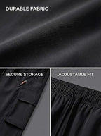 Men's Casual Cargo Pants - Lightweight Elastic Waist with Pockets Hiking Outdoor