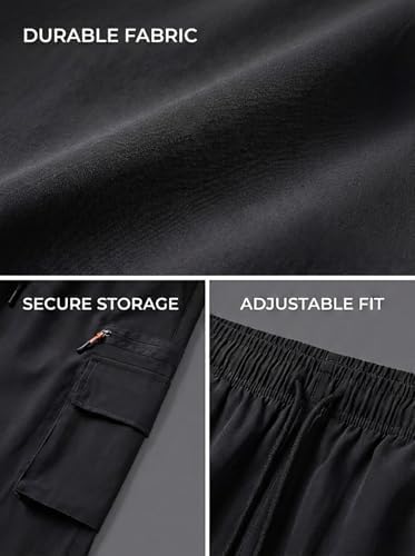 Men's Casual Cargo Pants - Lightweight Elastic Waist with Pockets Hiking Outdoor