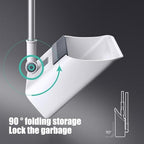 3-in-1 Broom and Dustpan Set with Cleaning Teeth, 38" Stainless Steel Long Handle,Standing Storage, Indoor Sweeping Combo for for Home & Kitchen, Brooms with Dustpan Combo Set, White