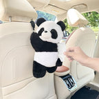 Cute Tissue Box Cover Plush Tissue Box Holder for Car, Home, Decorative Holder/Organizer for Bathroom Vanity Countertop, Nightstands, Office Desk-Panda