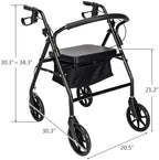 Walkers for Seniors Lightweight Rollator Walker with Seat & Wheels, Height Adjustable Folded Padded Backrest, for Adult, Senior, Elderly (Black)