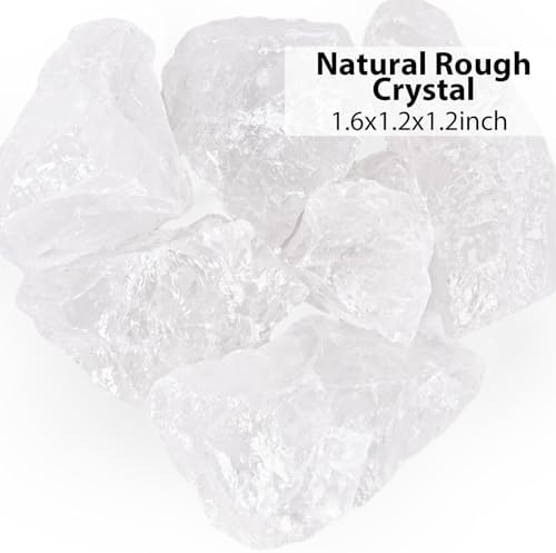 JOHOUSE 6PCS Clear Quartz with Jar, Natural Rough Stones Crystal Large Raw Crystals Bulk Healing Gemstones for Reiki Healing Tumbling Fountain Rocks