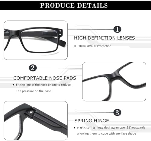 NORPERWIS Reading Glasses 6 Pairs Quality Readers Spring Hinge Glasses for Reading for Men and Women (6 Pack Mix Color -1, 1.75)