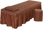 3pcs Set Beauty Salon Massage Table Bed Sheet Skirt SPA Bedspread Full Cover with Pillowcase, Stool Cover… (180 * 70,Brown)