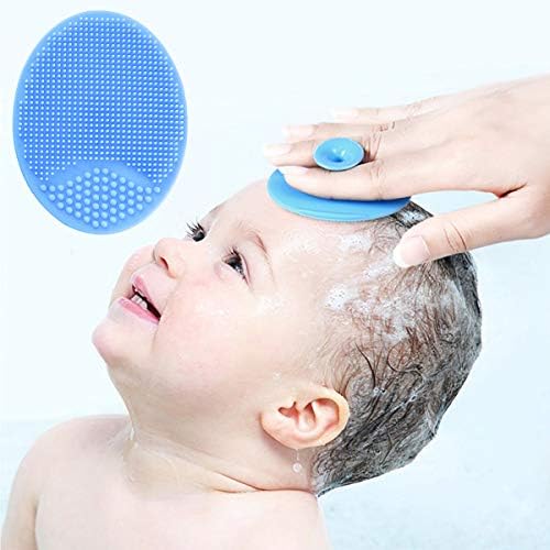 Baby Bath Brush, Baby Cradle Cap Brush, Silicone Massage Brush, Silicone Scrubbers Exfoliator Brush, Skin Scrubber Baby Essential for Dry Skin, Cradle Cap and Eczema (Small-4PCS)