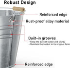 4 Gallon Galvanized Ice Bucket - Large Rustproof Metal Bucket Drink Tub with Wood Handles - 13" Beverage Bucket for Party BBQ Wedding Home Décor & Storage - 13"L x 13"W x 12"H