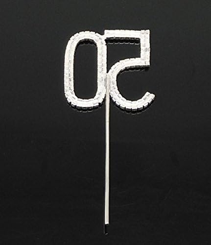 yueton Rhinestone Crystal Number 50 Birthday Wedding 50th Anniversary Cake Topper Cake Decor Accessories