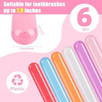 6 Pack Travel Toothbrush Case, Breathable Portable Toothbrush Holder, Plastic Toothbrush Cover Container for Couples Valentine Gifts, Traveling, Bathroom, School, Home, Business, Camping