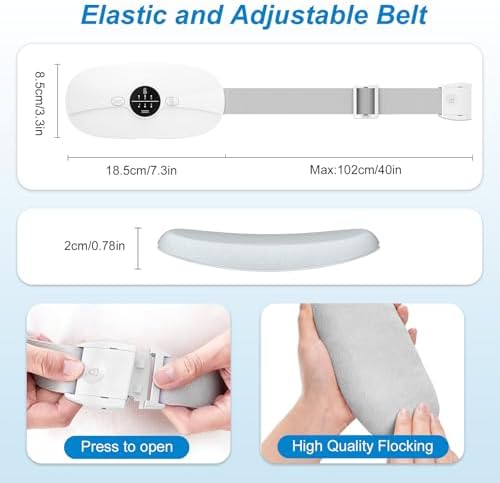 Portable Heating Pad for Period Cramps: Cordless Menstrual Heating Pad with 3 Heat Levels and 3 Massage Modes, 3s Fast Heating for Women and Girl White