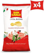 San Carlo 4X classic 180gr Italian Potato Chips Multi Pack Classic - Traditional Flavors for Snacking Bliss