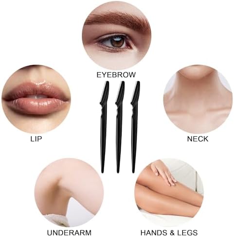 HFATMOS 21 Pcs Eyebrow Razors, Face Razors Multipurpose, Exfoliating Dermaplaning Tools, Eyebrow Trimmers Shaver with Protective Cover, Facial Hair Removal for Women Men Body Use (Black)
