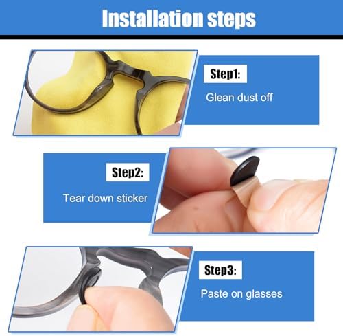 20 Pairs Eyeglass Nose Pads for Glasses - 1.0mm Ultra Thin Silicone Anti-Slip Stick On Nose pad Replacement Adhesive Nosepads for Plastic Frames Reading Glass Sunglasses