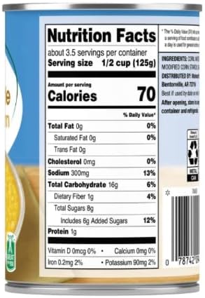Cream Style Sweet Corn, 14.75 oz Can (2 Pack) – Smooth, Ready-to-Use Cooking Ingredient