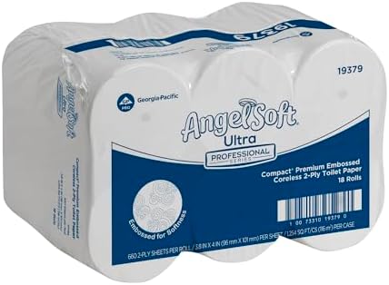 ANGEL SOFT ULTRA PROFESSIONAL SERIES® COMPACT® PREMIUM EMBOSSED CORELESS 2-PLY HIGH-CAPACITY TOILET PAPER, 660 SHEETS/ROLL, 18 ROLLS