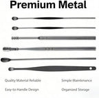6 Pcs Ear Wax Removal Kit- Ear Cleaner Tool Stainless Steel- Portable Spiral Cleaning Tools with Storage Box for Adults (6 Pcs Black)