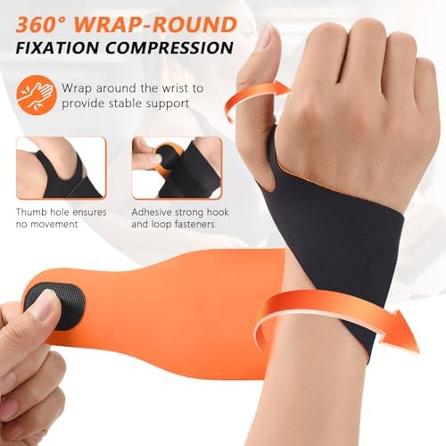 2PCS Ulnar Wrist Brace for Right & Left Hand, Ultra-Thin Elastic Wrist Wrap Compression for TFCC Tear and Repetitive Wrist Use Injury, Wrist Support for Carpal Tunnel, Tendonitis, Pain Relief (Black)