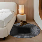 Round Area Rugs Collection 3 Ft, Optical Illusion Non-Slip Residential Carpet, Abstract 3D Black Grey Looks Like Holes Indoor Crawling Mats Doormat Runner Rugs Play Mat for Bedroom