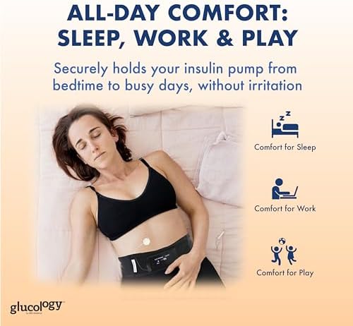 Glucology Insulin Pump Waist Belt | Fanny Pack for Running or Travel - Diabetes Supplies Pouch and Accessories for Men and Women -Slim, Discreet Design - (Black, XL - 48'' to 54")