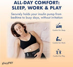 Insulin Pump Holder Waist Belt for Adults, Soft, Elastic & Breathable Fabric with Mesh Window for Easy Viewing, Comfortable for Daily Wear and Sleeping, Fits Waist 30''–40'', Beige