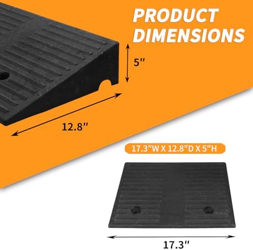 5" Threshold Ramps for Doorways 2pack, Wheelchair Ramp for Home Steps, Curb Ramp for Driveway for Shed, 7000 Lbs Load Capacity for Vehicle Motorcycle Wheelchairs Bikes Trolley Scooter