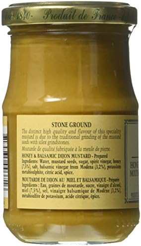Honey Balsamic Mustard Fallot French Miel et Vinaigre Balsamique Mustard 7.4oz jar, One