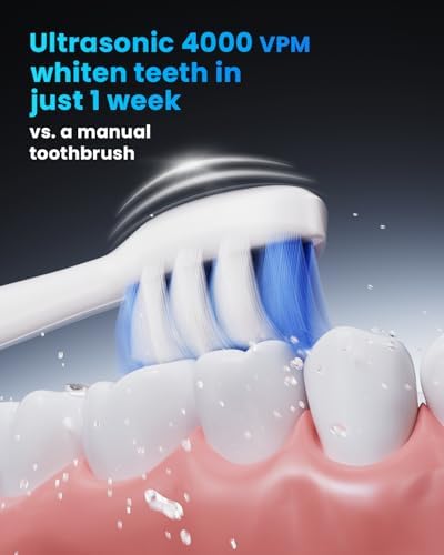 Onlyone Ultrasonic Electric Toothbrush for Adults, Rechargeable Electric Toothbrush with 8 Brush Heads, Travel Case, Charging Base & Wireless Charging - 5 Modes with Smart Timer