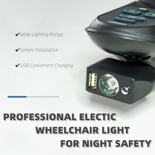 Electric Wheelchair Light 3 Pin XLR Head USB Charging Led Light for Power Wheelchair Angle Adjustable Small Wheelchair Lamp High Brightness for Light Up Wheelchair Accessories