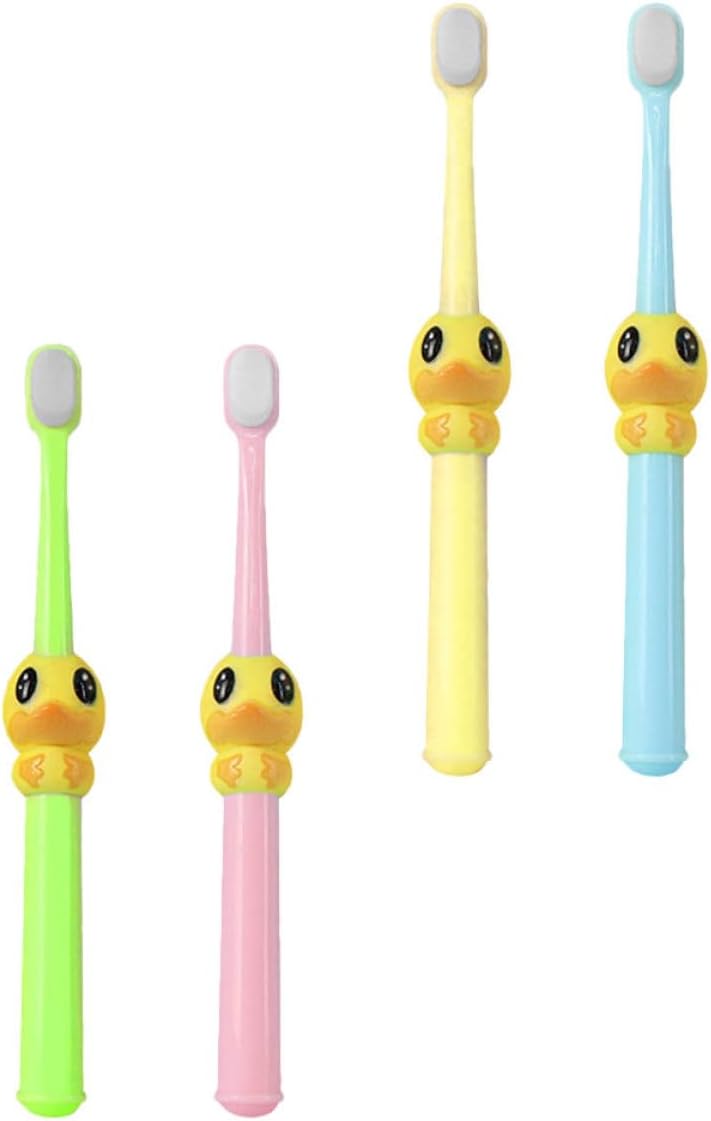 Bristle Toothbrush 4pcs, Soft Cartoon Duck Manual Toothbrushes for Ages 2-10, ’s Teeth Cleaning Brush Set for Boys