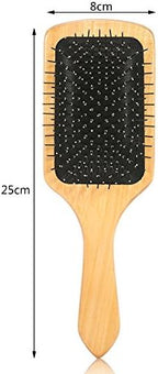 ZJchao Wooden Massage Comb Steel Needle Scalp Massager for Hair Care with Air Cushion Design Curved Handle Promotes