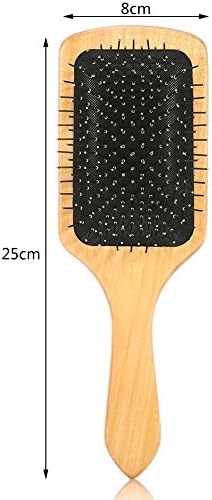 ZJchao Wooden Massage Comb Steel Needle Scalp Massager for Hair Care with Air Cushion Design Curved Handle Promotes