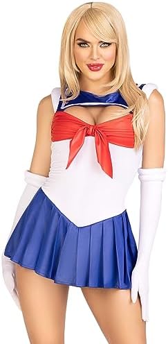 Leg Avenue Women’s 3 PC Sexy Sailor Halloween Costume, Bodysuit with Skirt