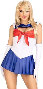 Leg Avenue Women’s 3 PC Sexy Sailor Halloween Costume, Bodysuit with Skirt