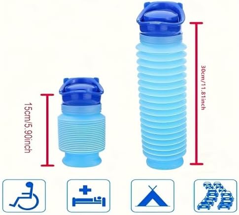 750ml Emergency Urinal, Portable Collapsible Urine Bottle for Adults, Reusable Travel Pee Bottle for Car Camping Hiking Traffic, Outdoor Portable Toilet for Travel Camping Road Trip Survival Tool