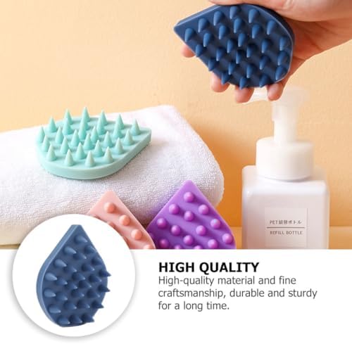 Water Drop Shaped Silicone Shampoo Brush, Portable Scalp Massage Comb for Hair Washing and Bath, Soft Silicone Massage Brush for Scalp Care and Nail Protection, Blue