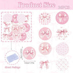 36PCS Edible Bow Cupcake Toppers Wafer Paper Bowknot Cake Decoration She is Trying the Knot Cupcake Toppers Edible Coquette Bows for Bow Theme Birthday Party Decoration Supplies (Pink Round)