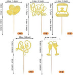 Rsstarxi 30 Pack Bride to Be Cupcake Toppers with Love Heart Ring Bridal Shower Cupcake Picks for Wedding Engagement Bachelorette Party Cake Decorations Gold