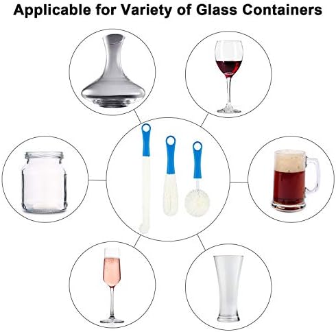 Boao 3 Pcs Decanter Cleaning Brush Wine Glass Decanter Flexible Bottle Brush Set with Cleaning Beads Household Tools for Bottle Goblets Glasses Cups (Blue)