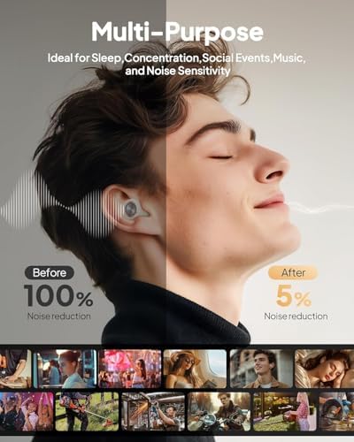 Ear Plugs for Sleeping Noise Cancelling, Reusable Silicone Ear Plugs for Sleeping with 8 Eartips and Case, 45dB Noise Reduction, High-Fidelity Hearing Protection EarPlugs for Concert and Snoring,White