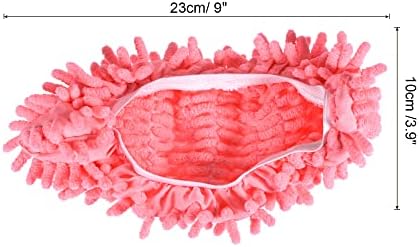 MECCANIXITY Washable Cleaning Shoes Cover Multifunction Chenille Duster Mop Slippers Foot Socks for House Floor, Pack of 2 Pink
